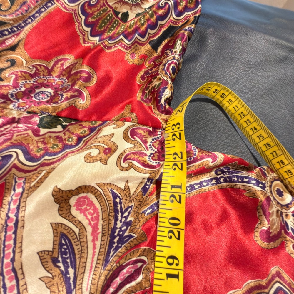 California Dynasty Robe Womens OS Red Paisley Satin Belted Loungewear Vintage - Picture 5 of 7